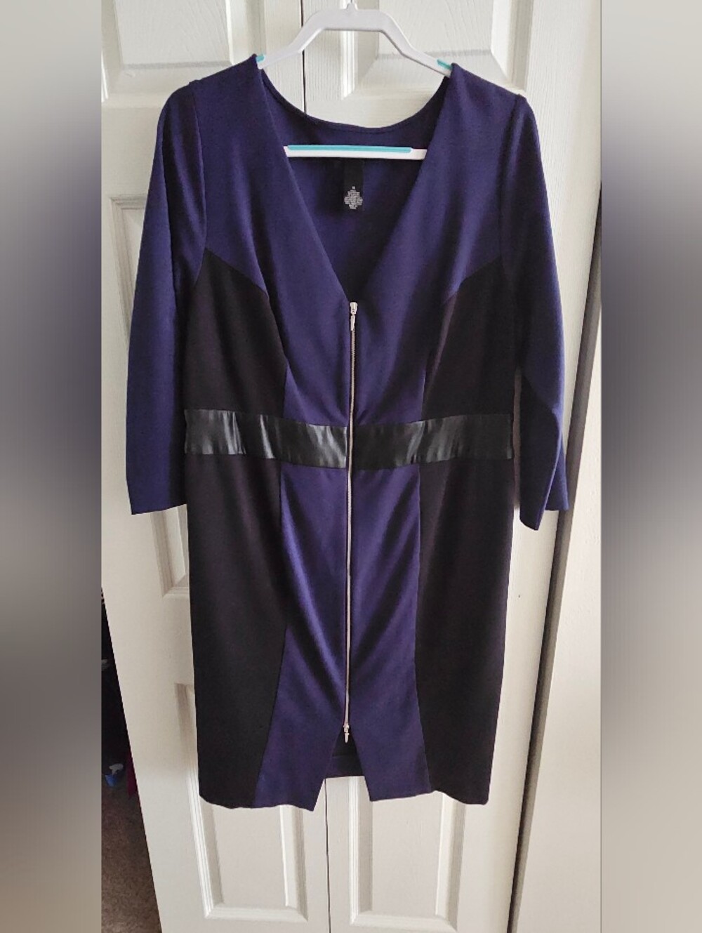 Lane Bryant Zip-Front Navy and Black Colorblock Dress